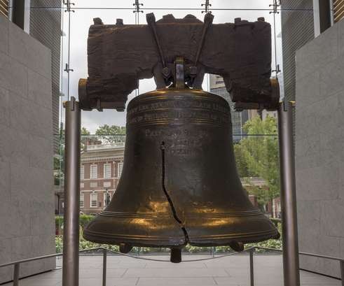 The Liberty Bell at Independence National Historical Park.  The famous crack is clearly visible.